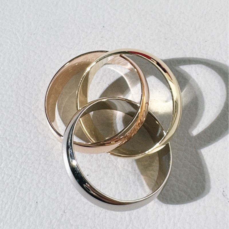 Cartier卡地亞 中古 Vintage Trinity 系列, 18K 三色金 超大號三環戒指,52號-4
