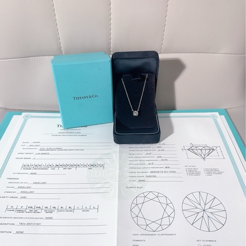 Tiffany蒂芙尼 Solitaire系列 經典款 一克拉鉑金鑽石項鍊