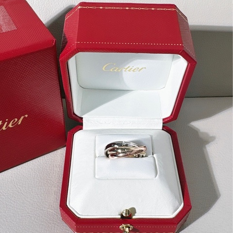 Cartier卡地亞 超美限量款 Trinity 星星帶鑽戒指 ，51 號