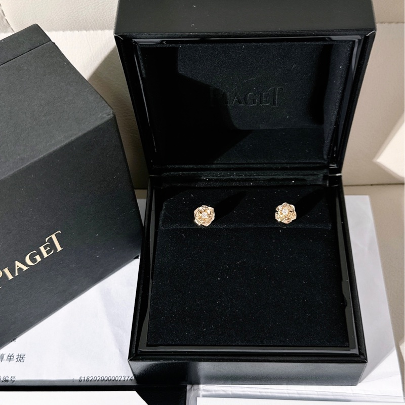 Piaget伯爵 Rose系列玫瑰花耳釘 18K 玫瑰金+鑽石-1