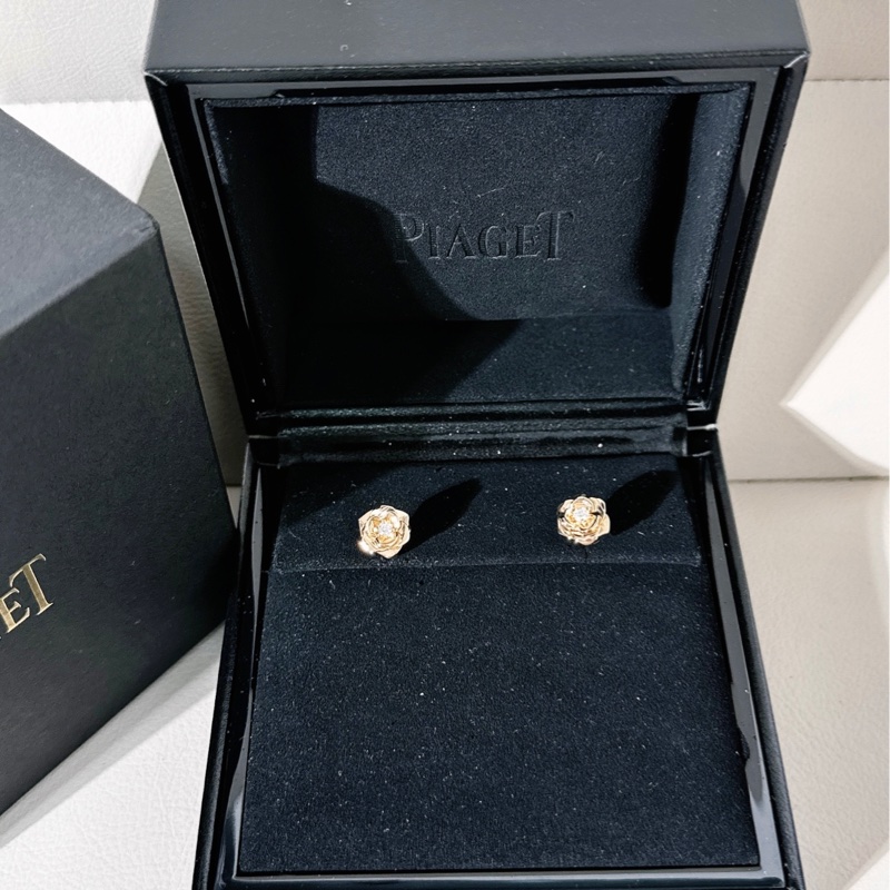 Piaget伯爵 Rose系列玫瑰花耳釘 18K 玫瑰金+鑽石-2