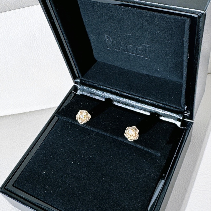 Piaget伯爵 Rose系列玫瑰花耳釘 18K 玫瑰金+鑽石-4