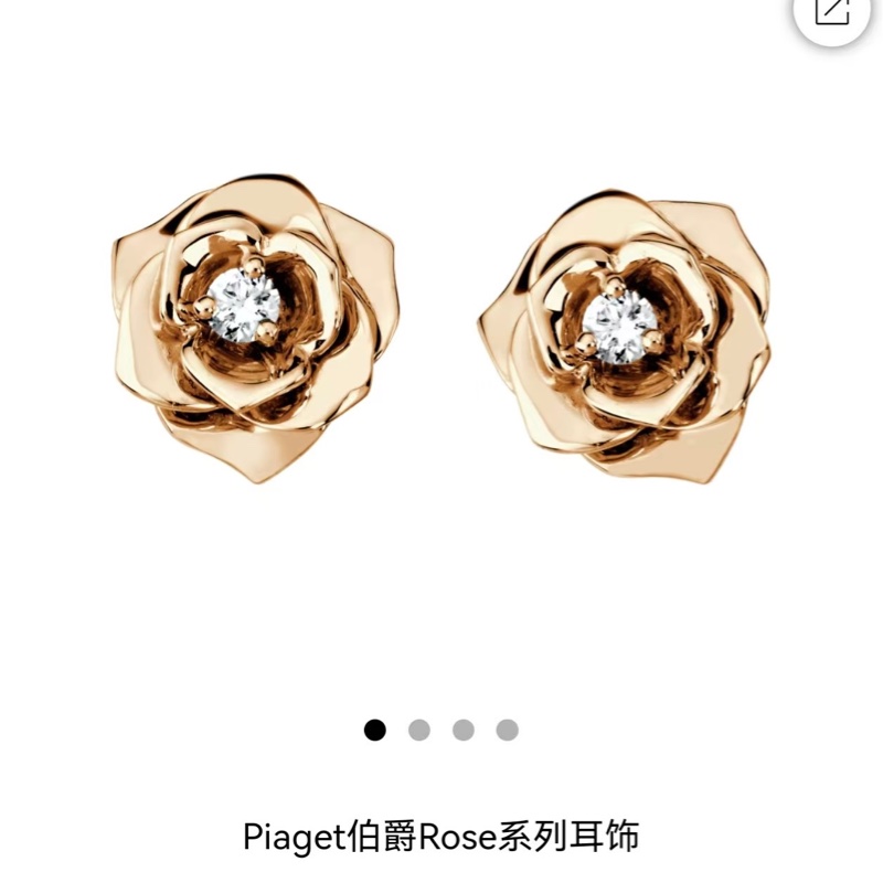 Piaget伯爵 Rose系列玫瑰花耳釘 18K 玫瑰金+鑽石-8