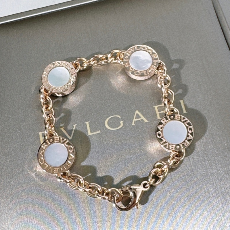 Bvlgari 寶格麗 黑白雙面圓餅手鍊,白貝母黑瑪瑙,S號-3