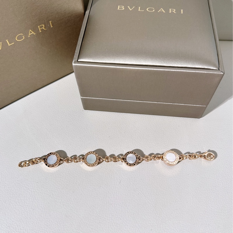 Bvlgari 寶格麗 黑白雙面圓餅手鍊,白貝母黑瑪瑙,S號-5