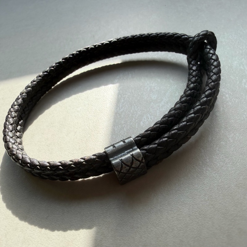Bottega Veneta 可調節編織手環 巧克力色-7