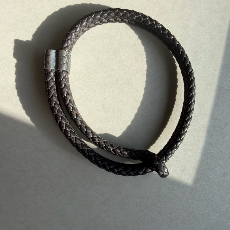 Bottega Veneta 可調節編織手環 巧克力色-11