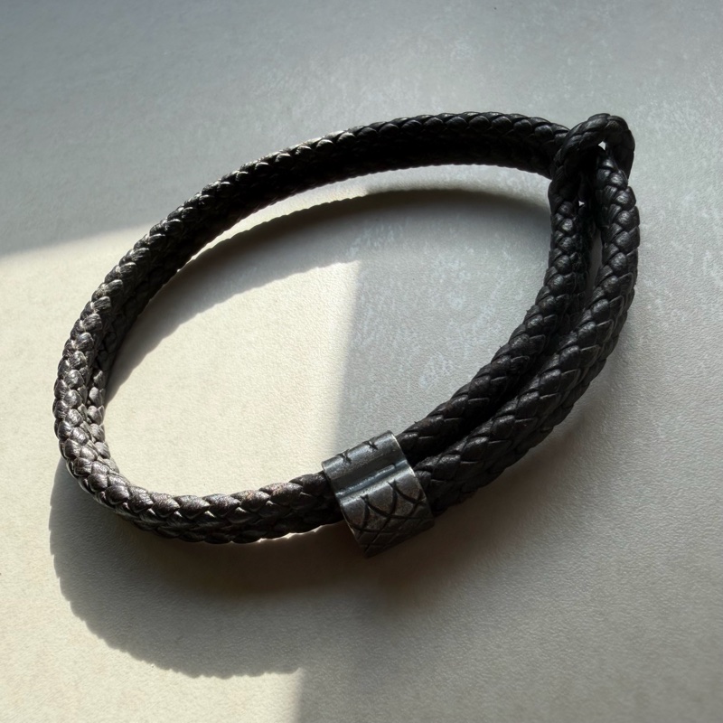 Bottega Veneta 可調節編織手環 巧克力色-19