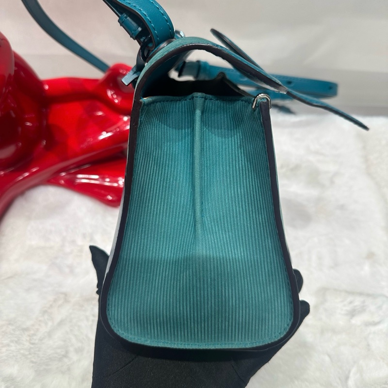 (98新)✨德爾沃 Brilliant系列mini舌頭包 湖水藍配色手提包斜背包 ❤️正品-2