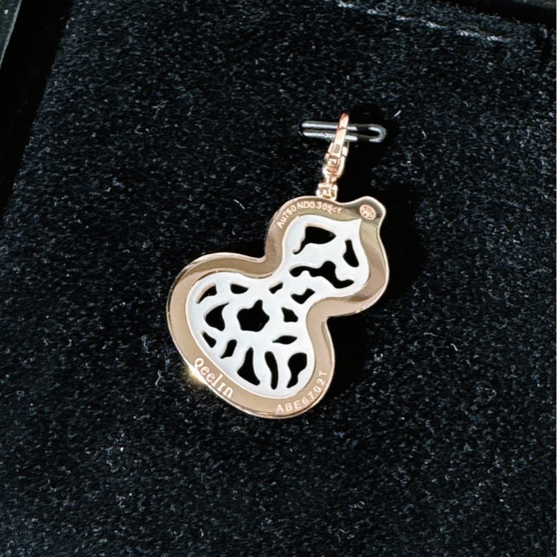 Qeelin麒麟白貝母滿鑽葫蘆吊墜, 18K 玫瑰金材質-3