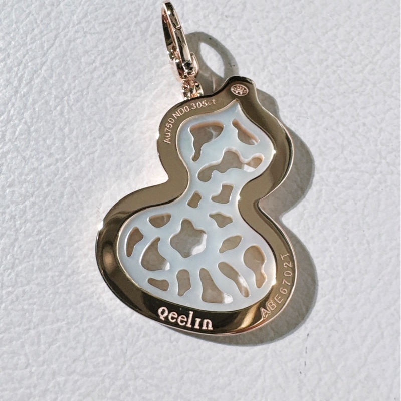 Qeelin麒麟白貝母滿鑽葫蘆吊墜, 18K 玫瑰金材質-5