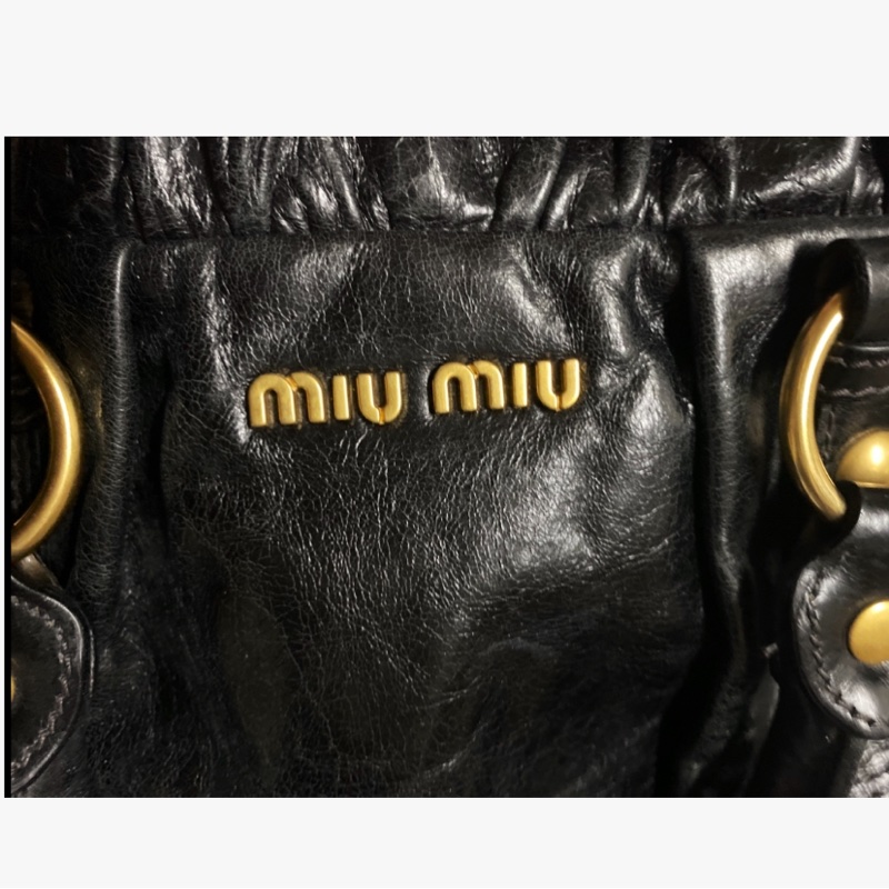 Miumiu黑色油蠟兩用包 斜背包 手提包-16