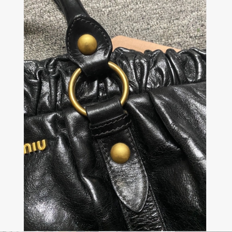 Miumiu黑色油蠟兩用包 斜背包 手提包-18