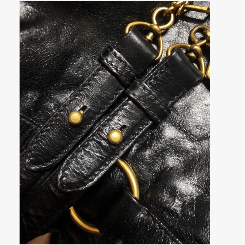 Miumiu黑色油蠟兩用包 斜背包 手提包-20