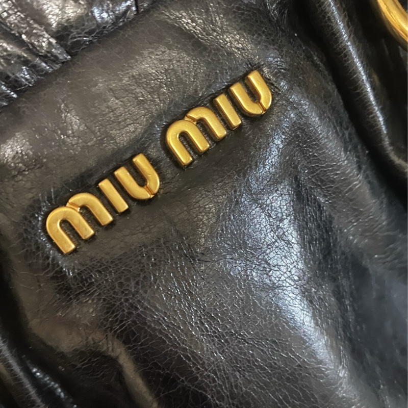 Miumiu黑色油蠟兩用包 斜背包 手提包-21