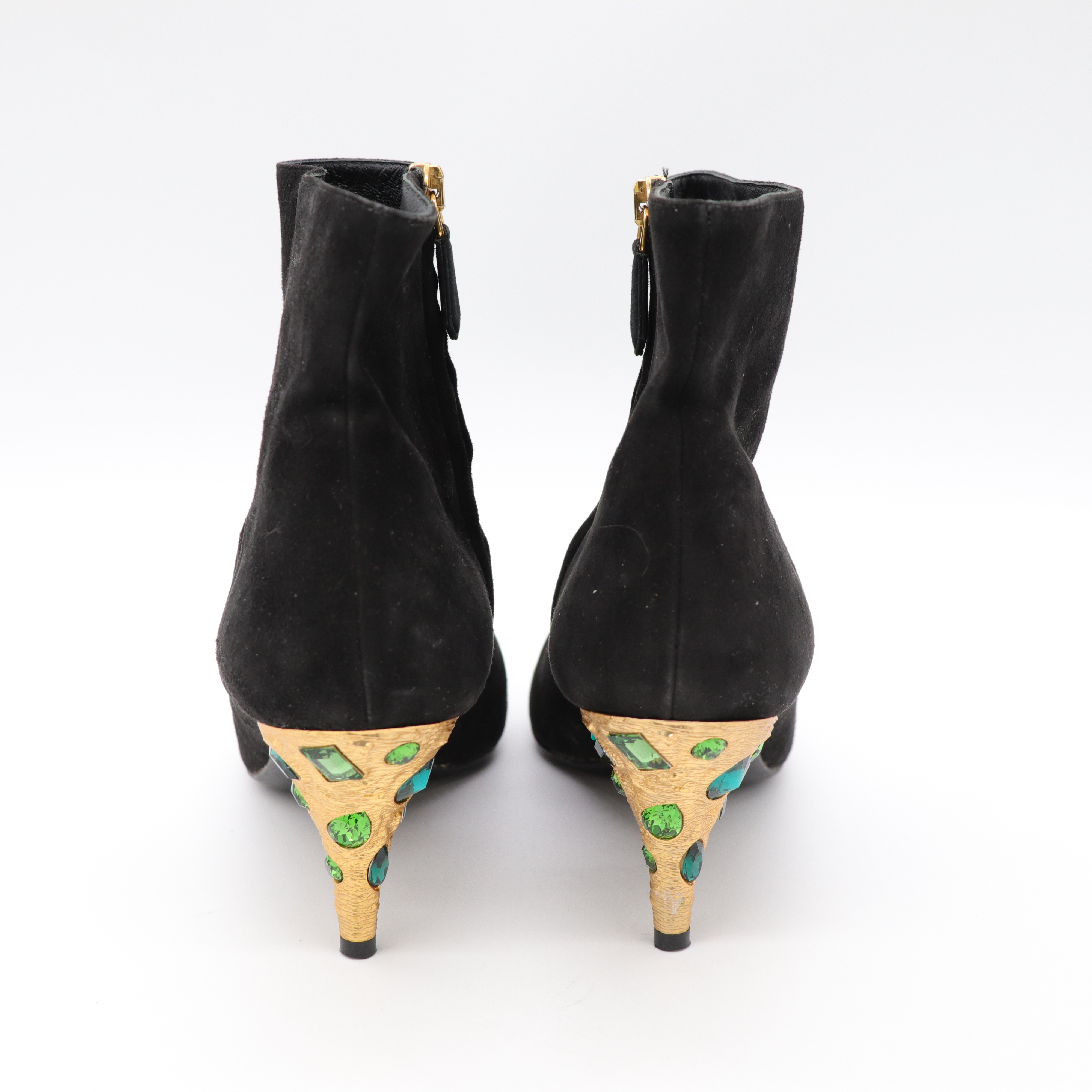 PRADA 黑色 絨布高跟短靴-5