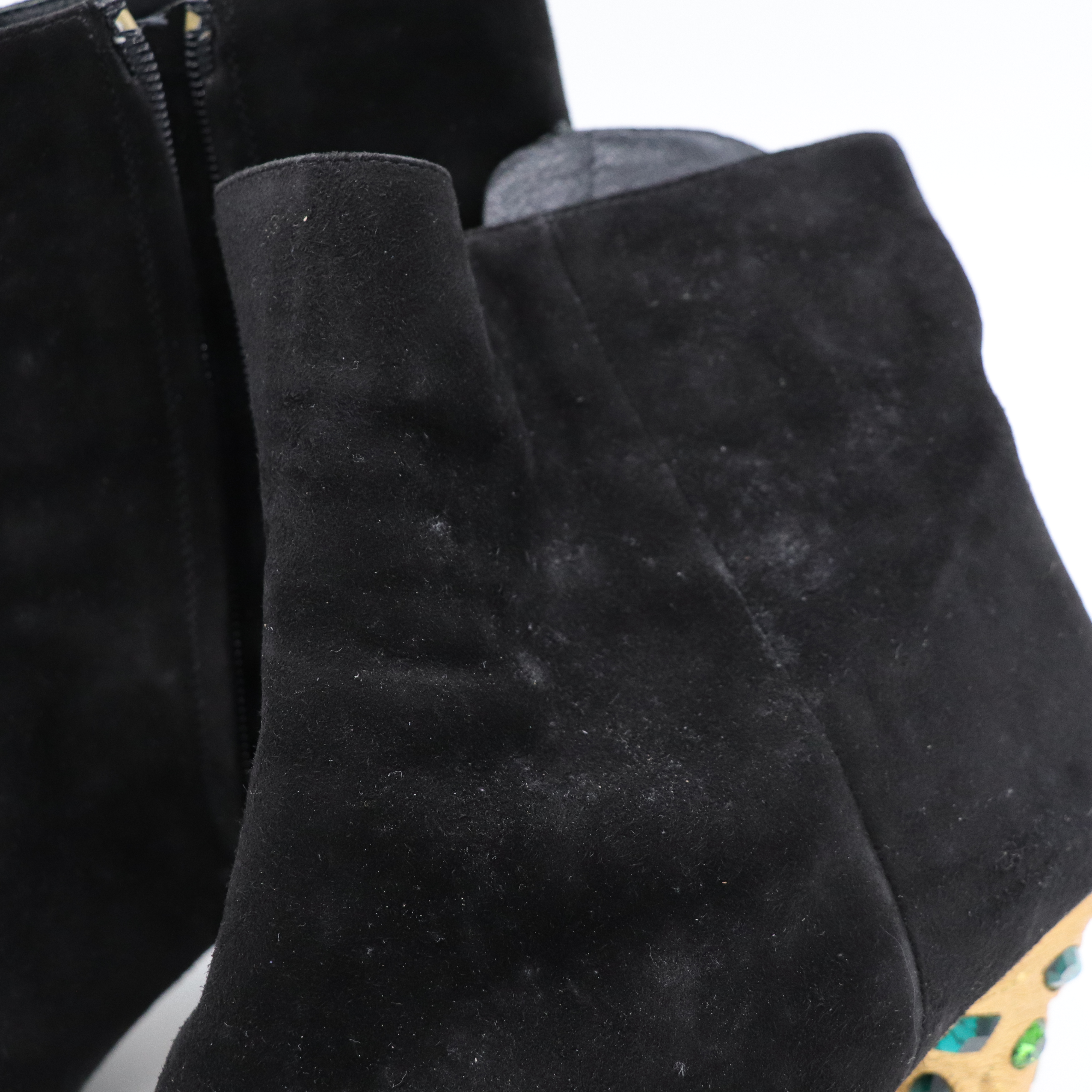 PRADA 黑色 絨布高跟短靴-10