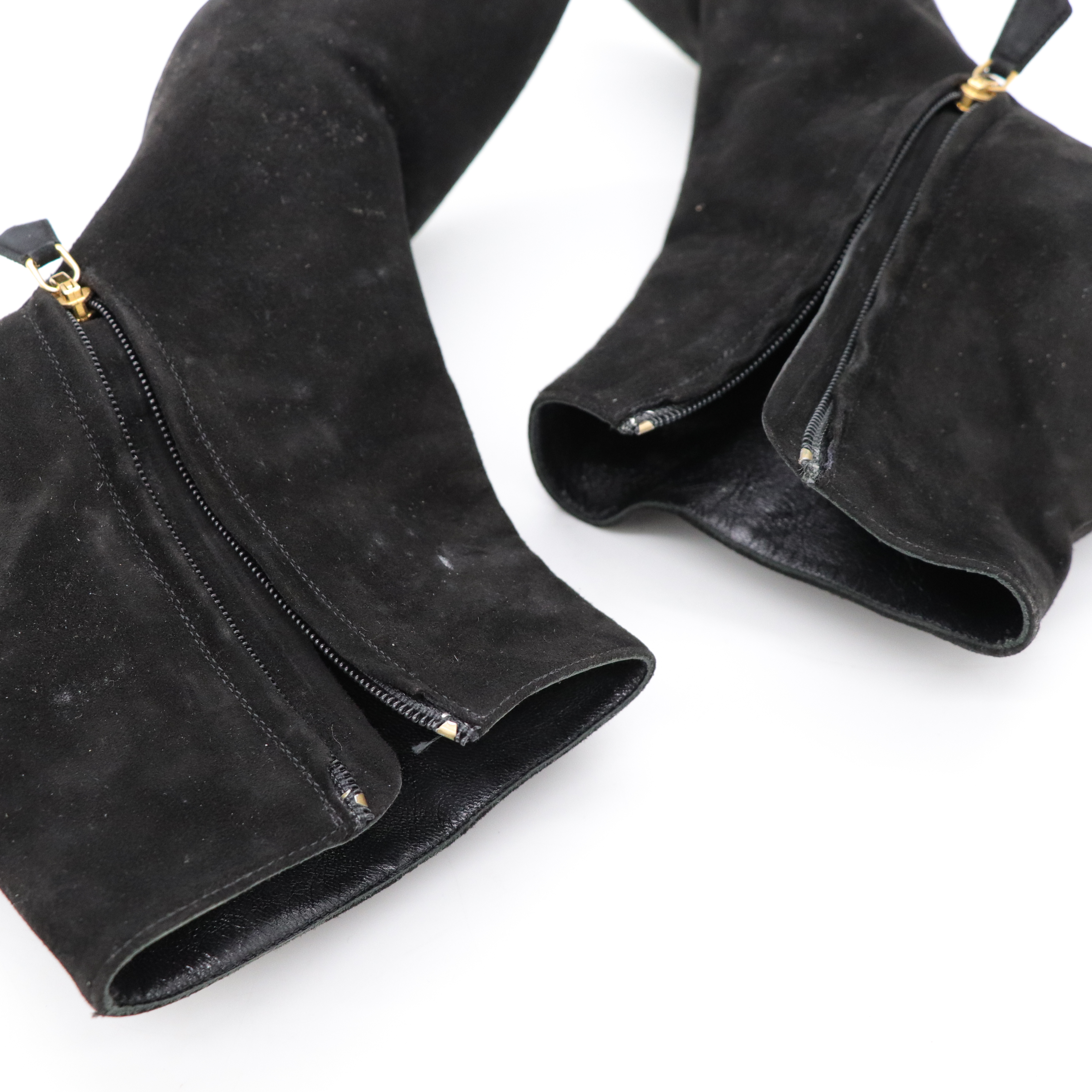PRADA 黑色 絨布高跟短靴-15