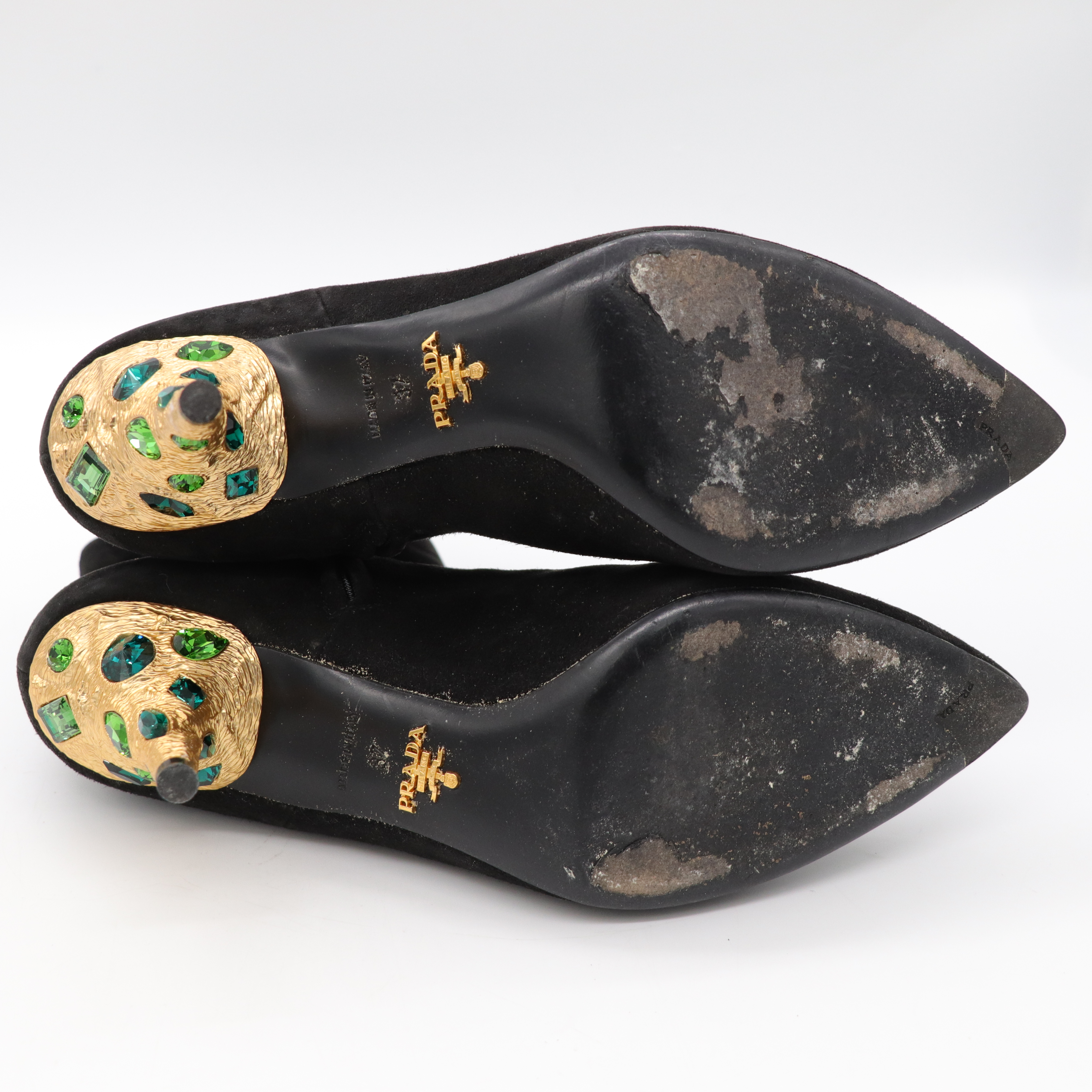 PRADA 黑色 絨布高跟短靴-19