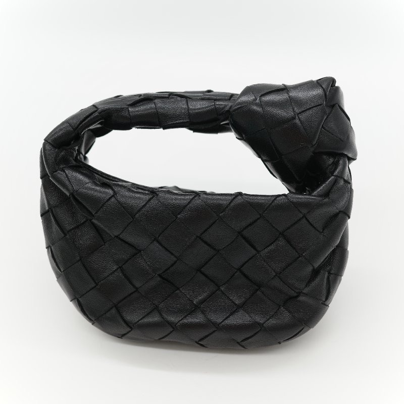 Bottega Veneta 寶緹嘉 Candy Jodie 經典黑色 頂級小羊皮 Intrecciato 手工編織皮革打結提把手提包-2