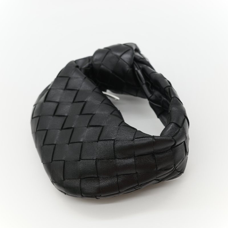 Bottega Veneta 寶緹嘉 Candy Jodie 經典黑色 頂級小羊皮 Intrecciato 手工編織皮革打結提把手提包-3