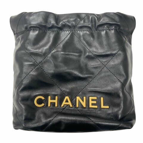 CHANEL 香奈兒 22 MINI 黑色 皮革 金釦