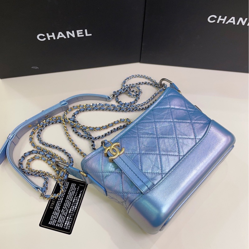 99新 Chanel 香奈兒 人魚姬幻彩紫流浪包小號 附件：卡-1