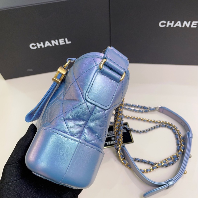99新 Chanel 香奈兒 人魚姬幻彩紫流浪包小號 附件：卡-2
