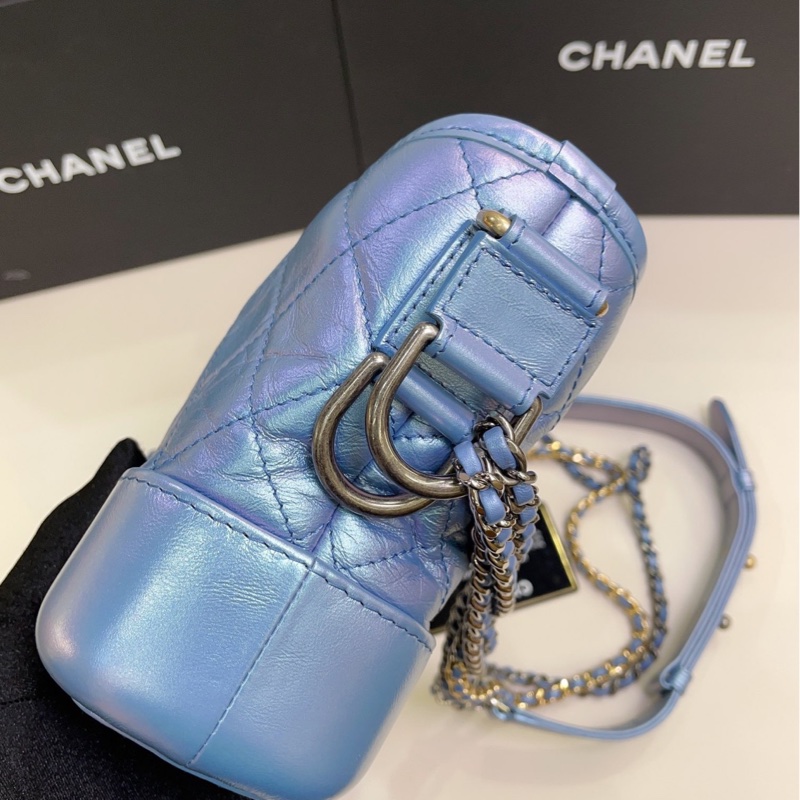99新 Chanel 香奈兒 人魚姬幻彩紫流浪包小號 附件：卡-3