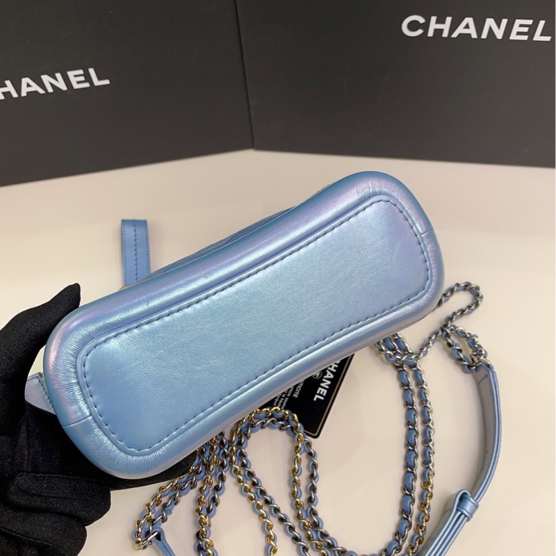 99新 Chanel 香奈兒 人魚姬幻彩紫流浪包小號 附件：卡-4