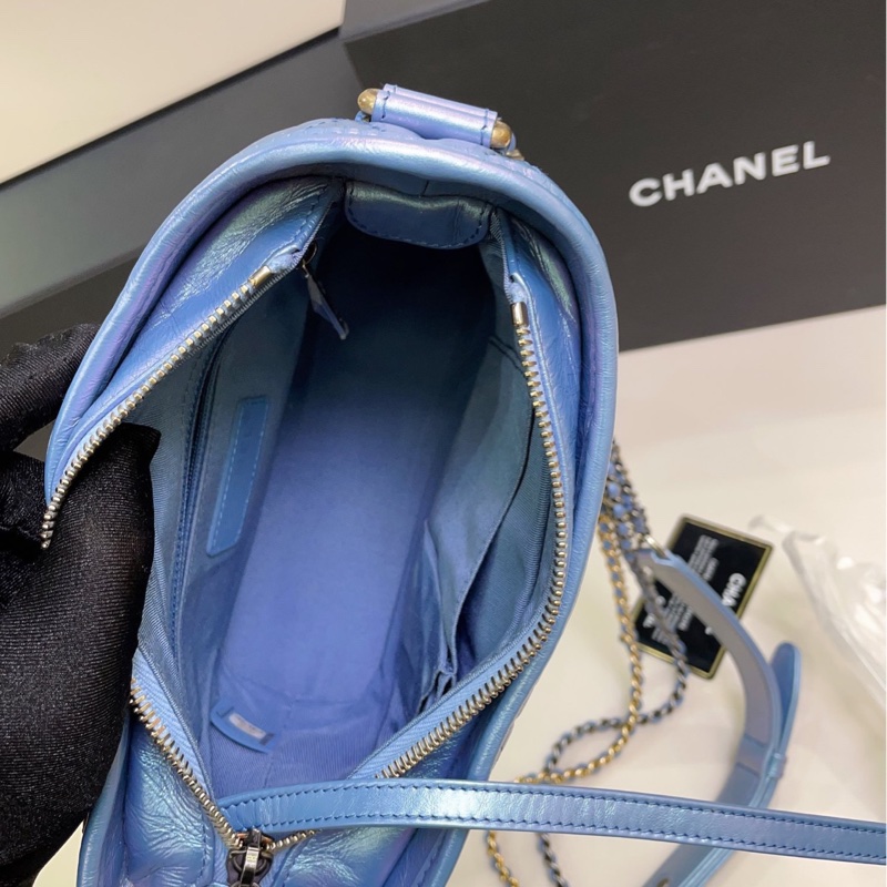 99新 Chanel 香奈兒 人魚姬幻彩紫流浪包小號 附件：卡-6