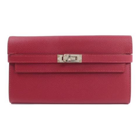 HERMES Epsom皮革Kelly Long Wallet長錢包Rubis