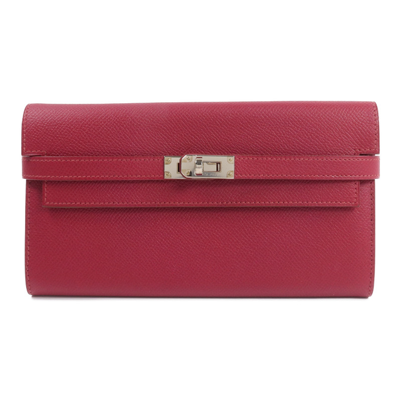 HERMES Epsom皮革Kelly Long Wallet長錢包Rubis-0