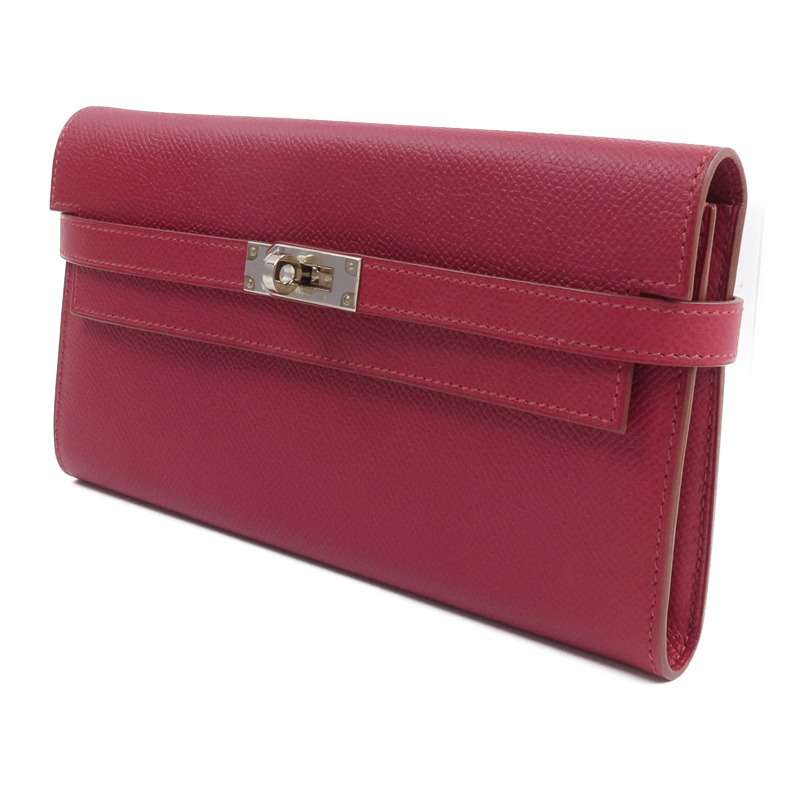 HERMES Epsom皮革Kelly Long Wallet長錢包Rubis-2