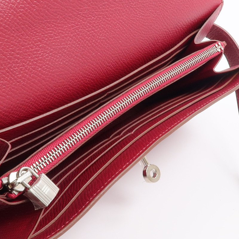 HERMES Epsom皮革Kelly Long Wallet長錢包Rubis-13
