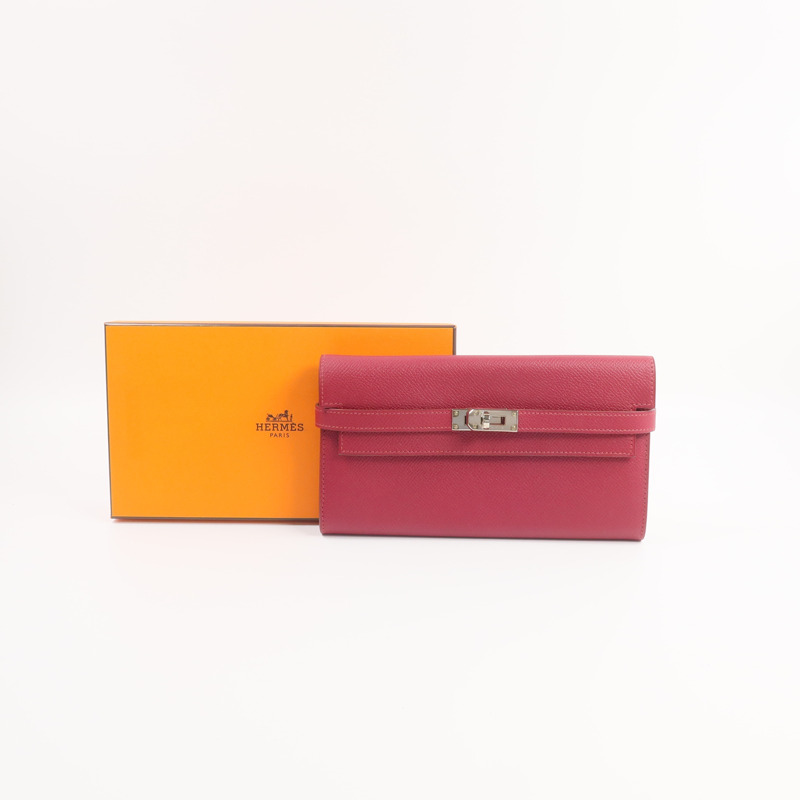 HERMES Epsom皮革Kelly Long Wallet長錢包Rubis-15