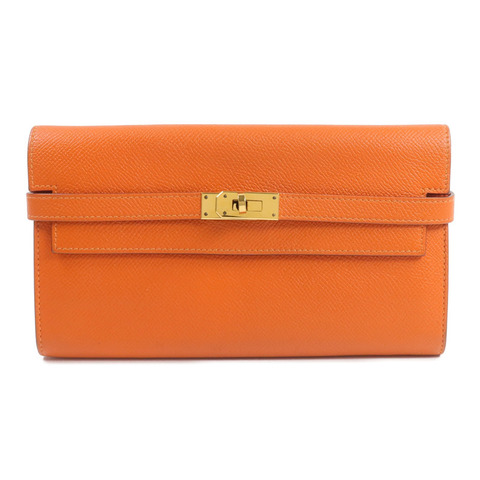 HERMES Epsom皮革Kelly Wallet長錢包Orange