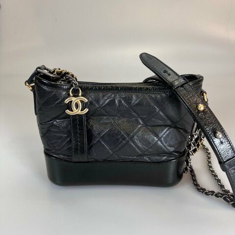 CHANEL 黑金流浪包小號 保卡款24開