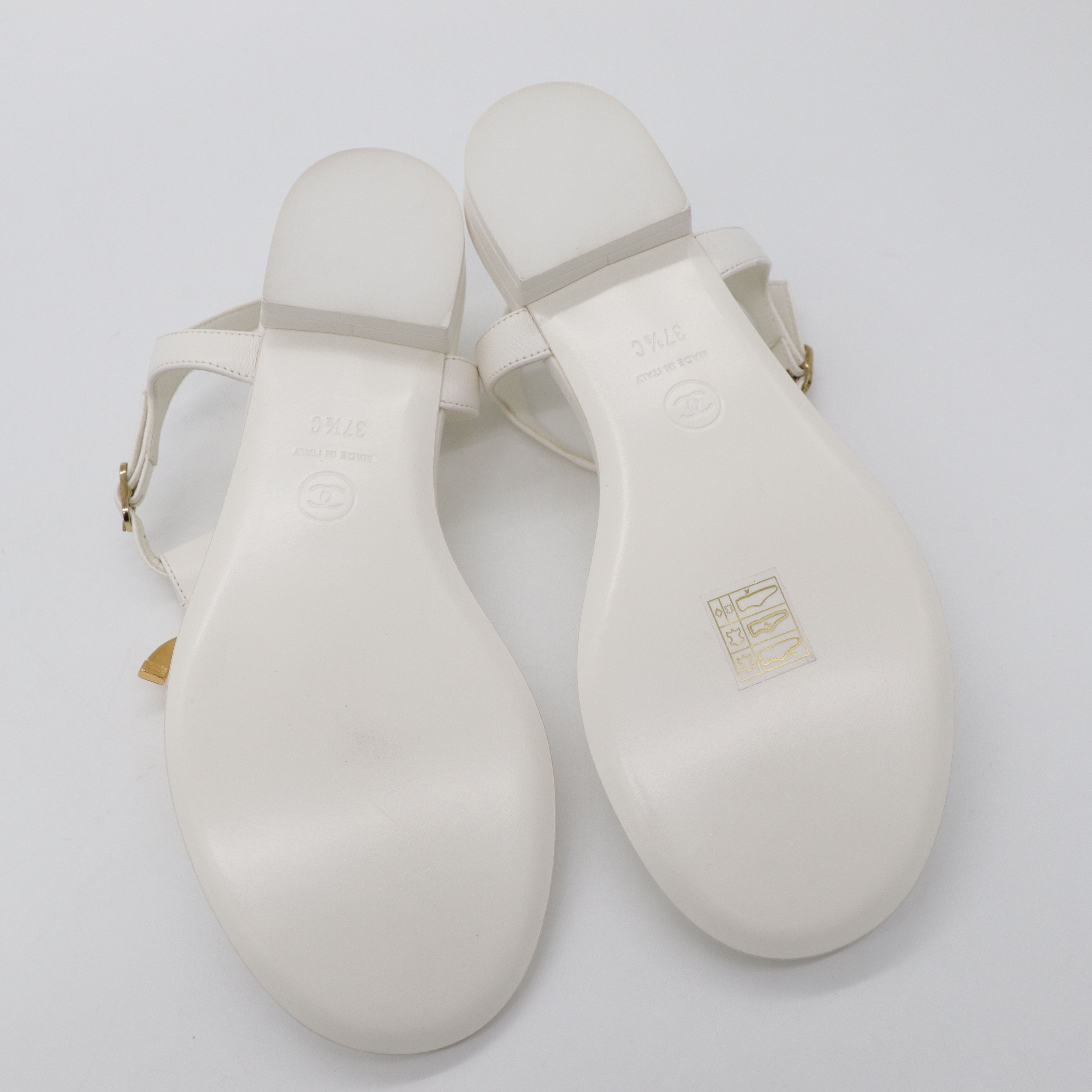 chanel 白色羊皮涼鞋-10