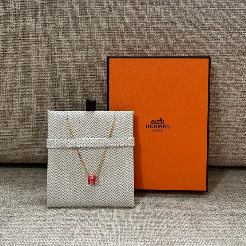 全新 現貨 🧡 Hermes Mini Pop H Necklace Rose Extreme x Rosegold 粉色玫瑰金 頸鏈-1