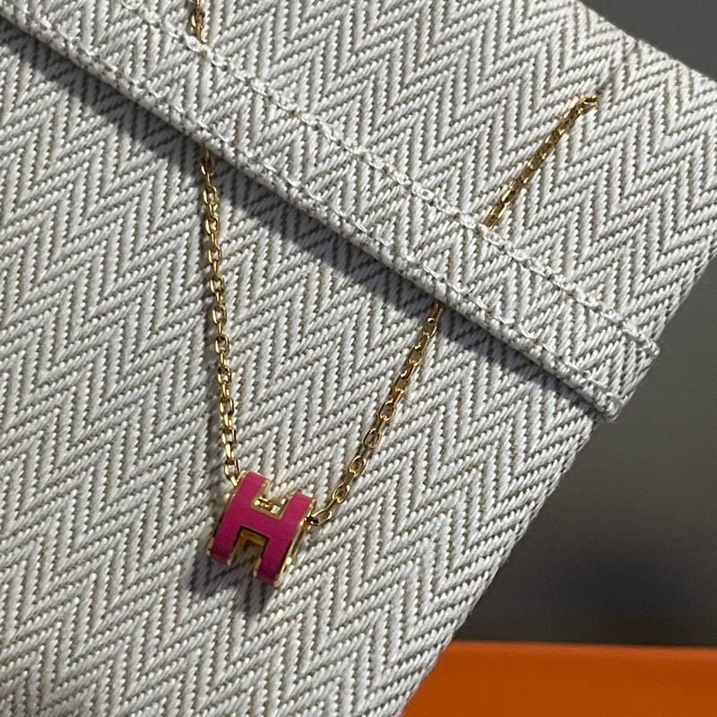 全新 現貨 🧡 Hermes Mini Pop H Necklace Rose Extreme x Rosegold 粉色玫瑰金 頸鏈-2