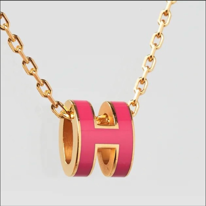 全新 現貨 🧡 Hermes Mini Pop H Necklace Rose Extreme x Rosegold 粉色玫瑰金 頸鏈-4
