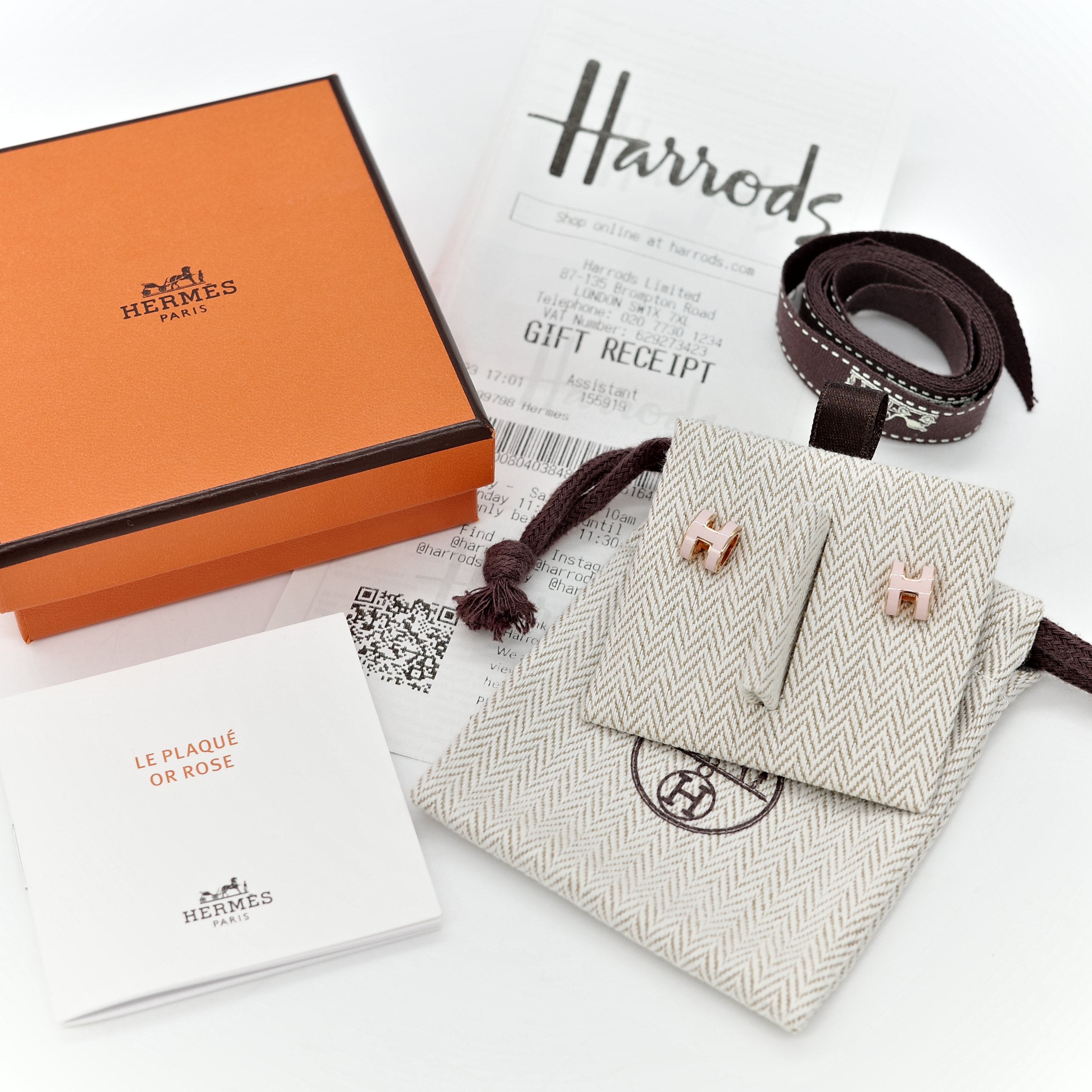 Hermès 愛馬仕 PopH Mini 櫻花粉 耳釘 耳環-0