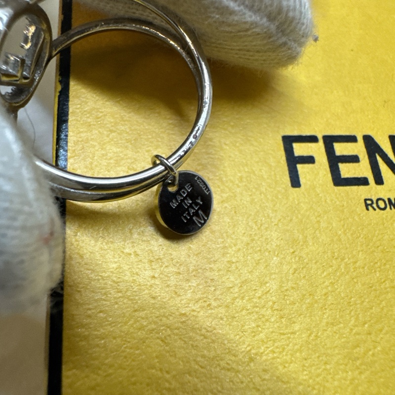 二手正品芬迪F is Fendi銀色帶鑽戒指 fendi戒指 fendi銀戒 fendi配件-13