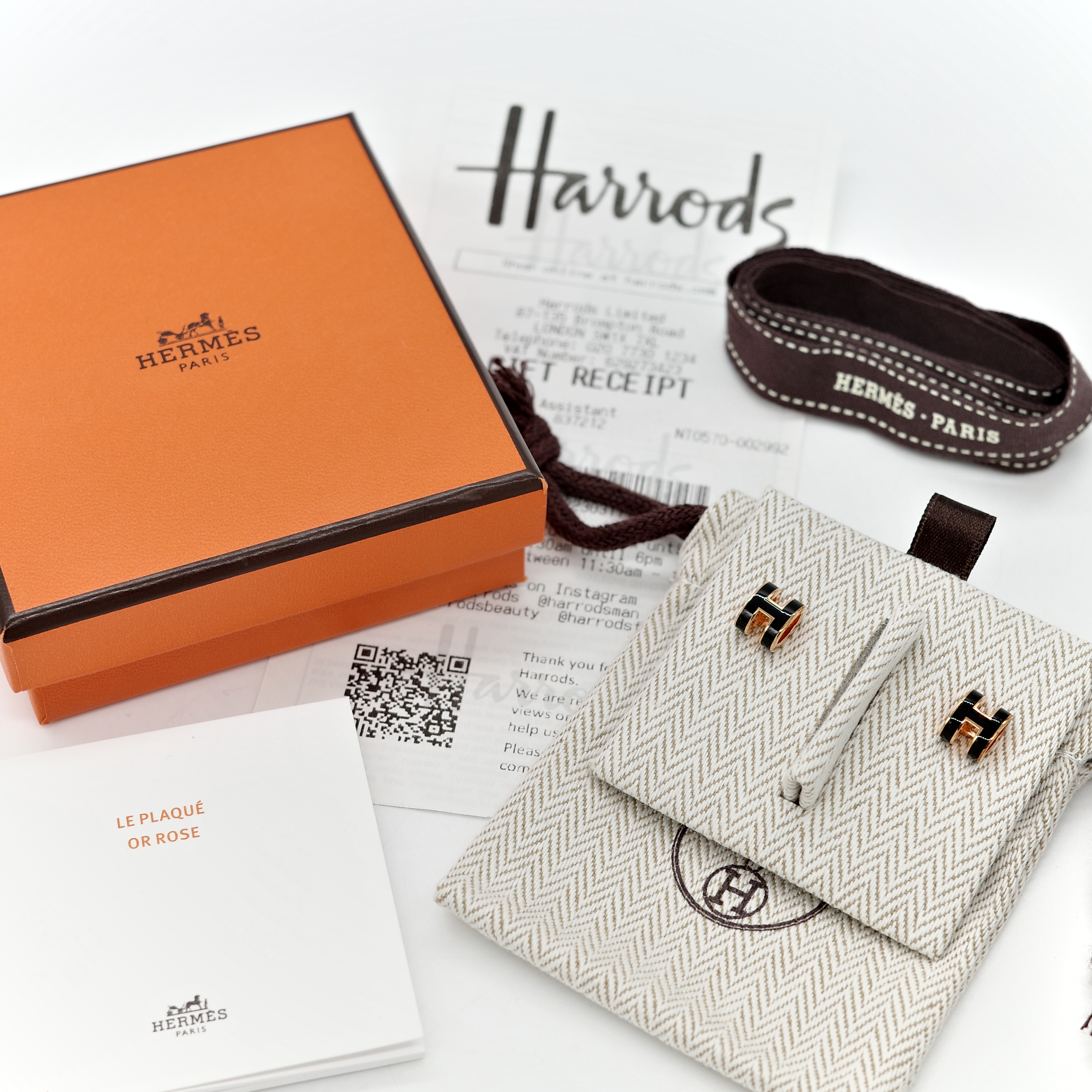 Hermès 愛馬仕 PopH mini 黑色 金色 耳環 耳釘-0