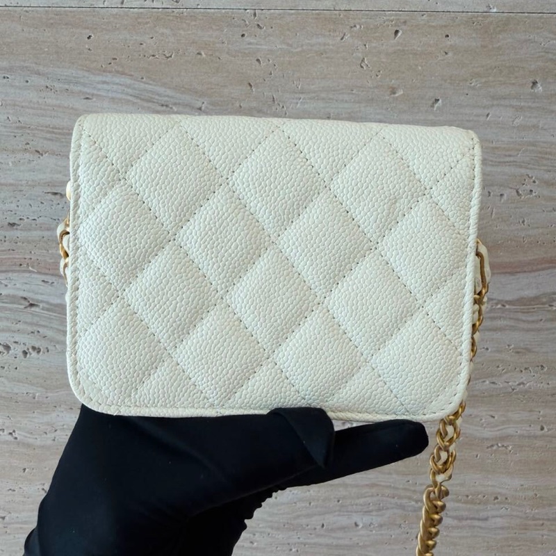 【97新 ✨ 全網最低價!】 🌸 A級Chanel/香奈兒22P白色寬鏈條mini woc金扣荔枝皮(下單前先詢問庫存❗️❗️)-2