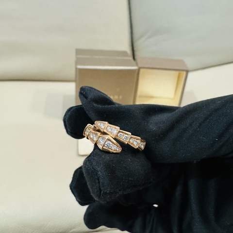 BVLGARI 寶格麗 SERPENTI VIPER 玫瑰金鑽戒/S號/98新美品
