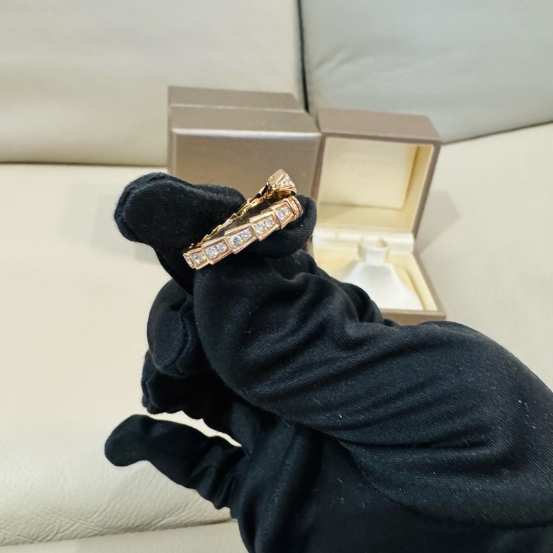 BVLGARI 寶格麗 SERPENTI VIPER 玫瑰金鑽戒/S號/98新美品-3