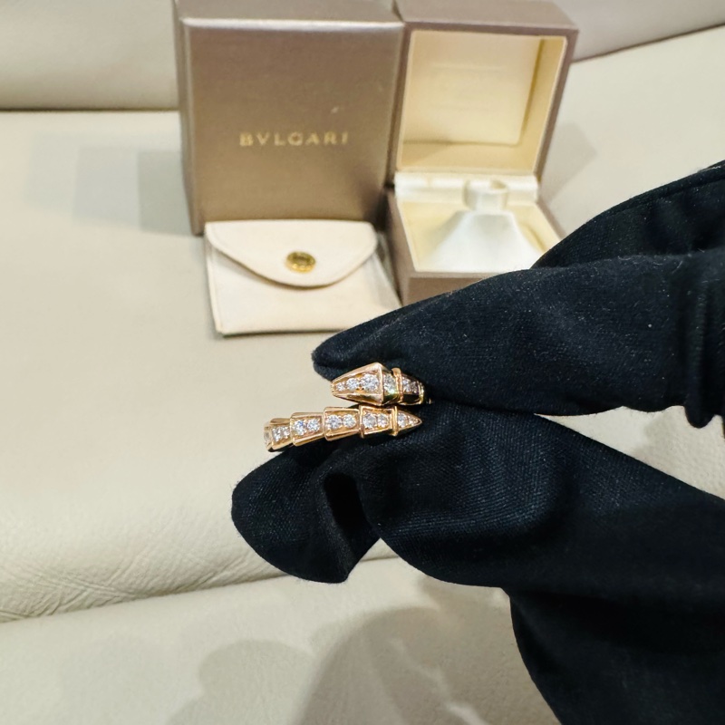 BVLGARI 寶格麗 SERPENTI VIPER 玫瑰金鑽戒/S號/98新美品-4