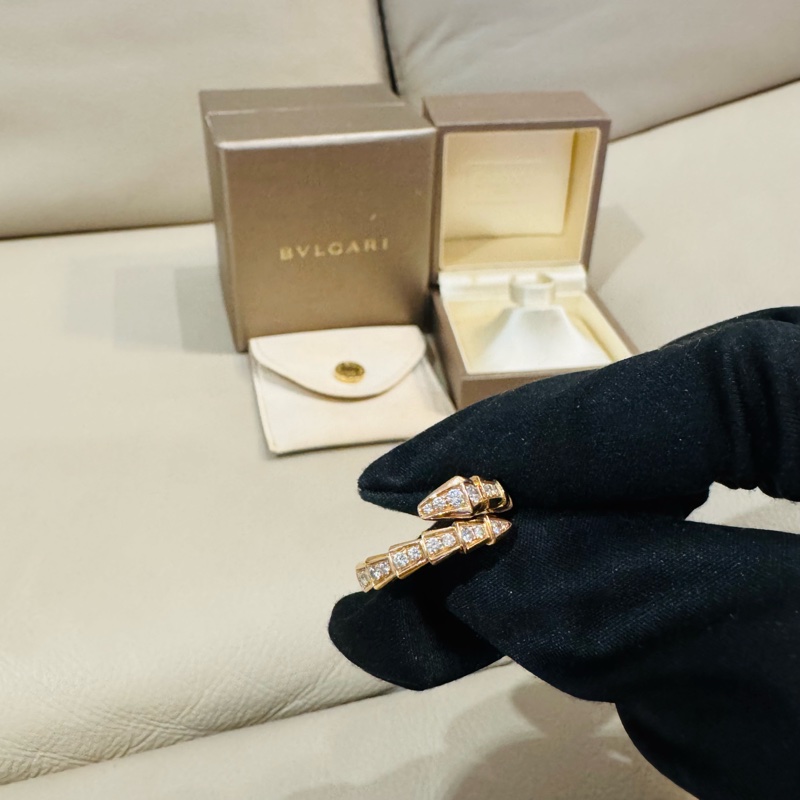 BVLGARI 寶格麗 SERPENTI VIPER 玫瑰金鑽戒/S號/98新美品-6